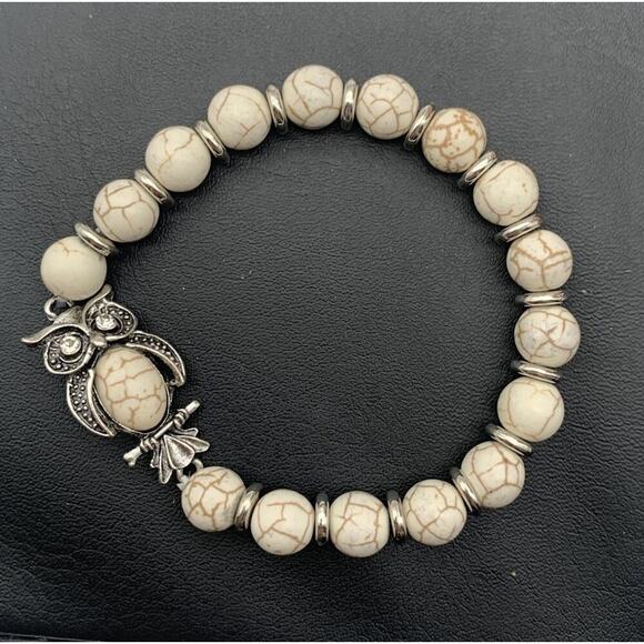 Boho Owl Rhinestone Accent Stretch Bracelet Jewelry - Picture 1 of 6
